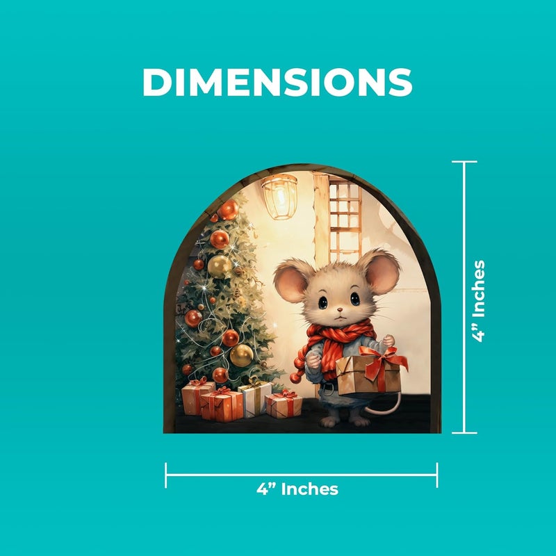 EGD Cute Mouse Hole Wall Decals 3D | 4"x4" Wall Stickers for Child Room Decor | Nursery Wall Decals | Mouse Hole Stickers for Wall Decor | Stickers for Kids (Christmas Mouse) - Image 4